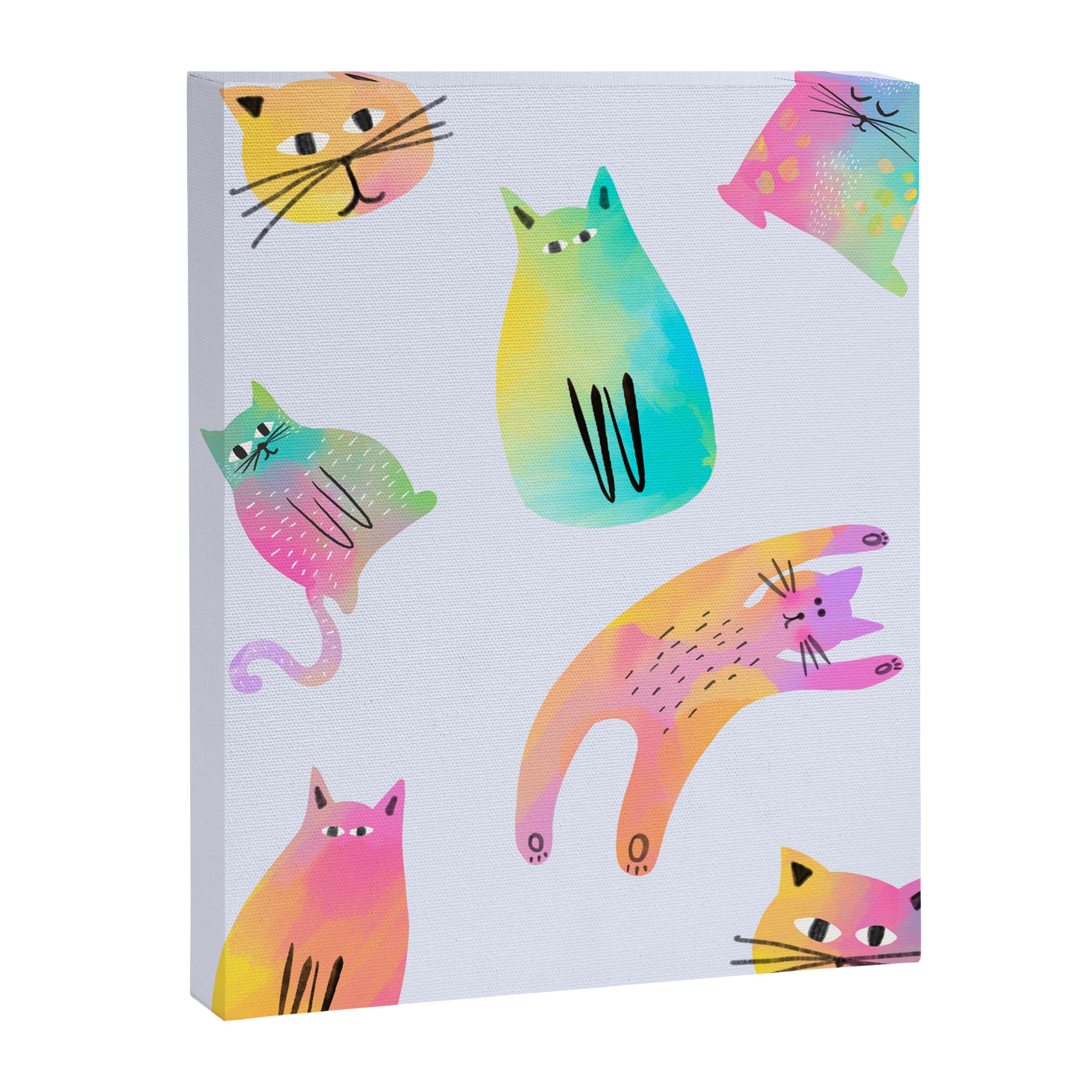 Rainbow Cats Pastel Canvas Print Gallery Image 8