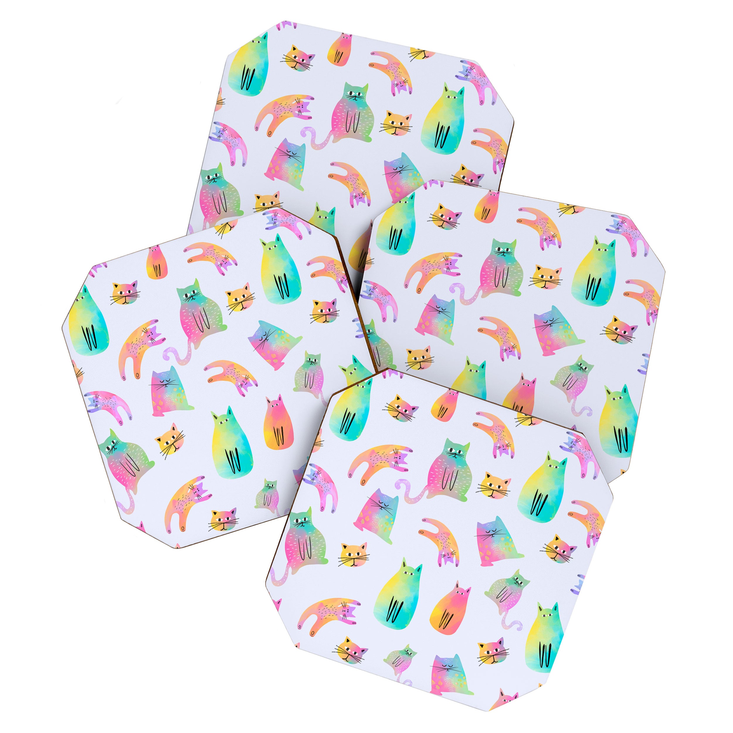 Rainbow Cats Pastel Coaster Gallery Image 1
