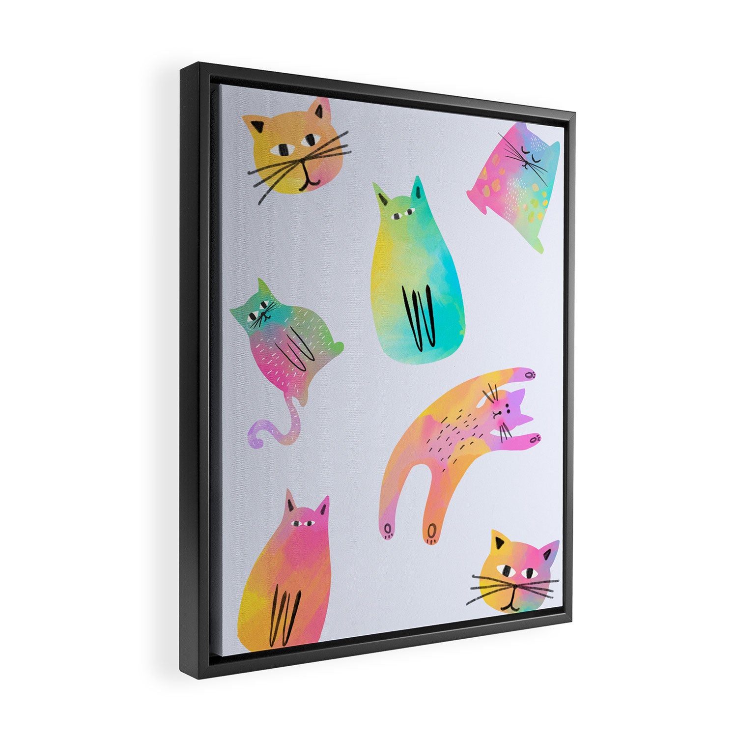 Rainbow Cats Pastel Framed Canvas Print Gallery Image 2