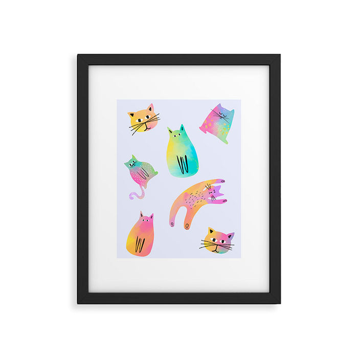 Rainbow Cats Pastel Framed Art Print Gallery Image 1