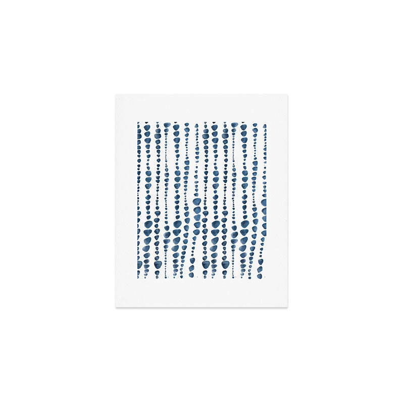 Shibori Minimalist Rain - Indigo Blue Tie Dye Scandi Style Art Print Gallery Image 1