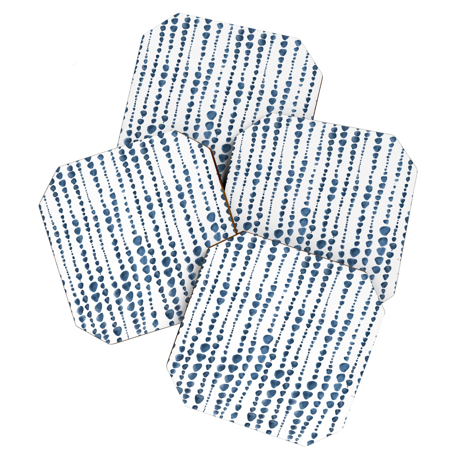 Shibori Minimalist Rain - Indigo Blue Tie Dye Scandi Style Coaster Gallery Image 1