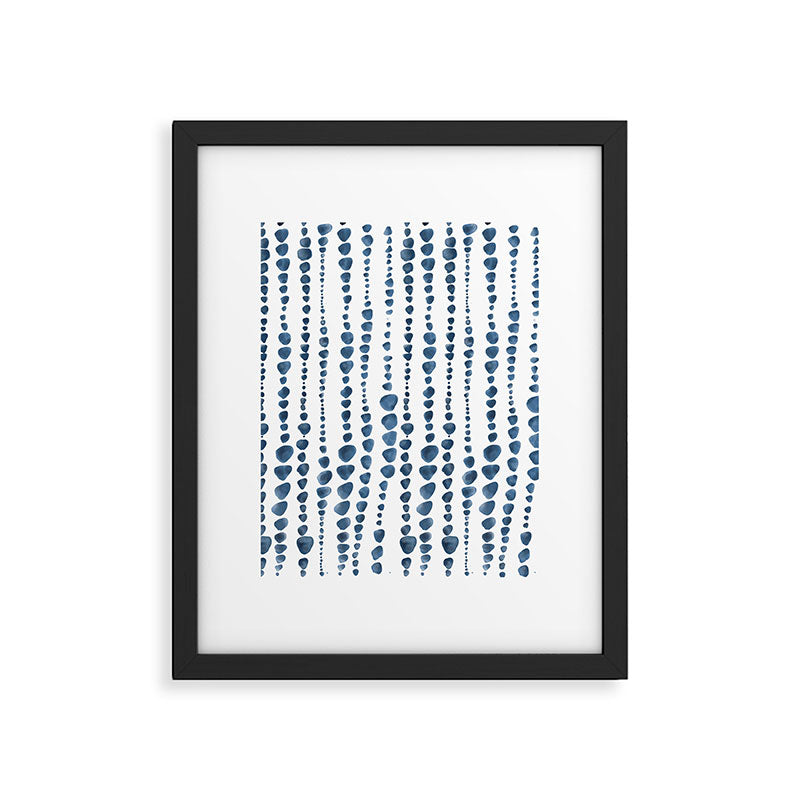 Shibori Minimalist Rain - Indigo Blue Tie Dye Scandi Style Framed Art Print Gallery Image 6