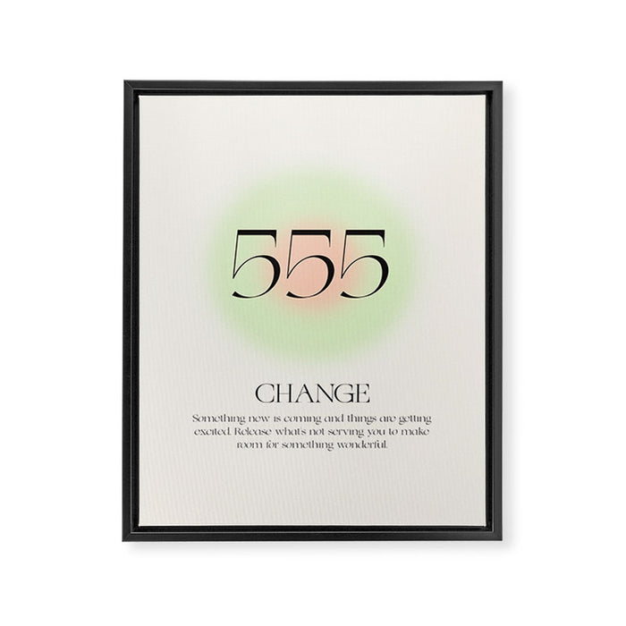 Angel Number 555 | Change Framed Canvas Print Gallery Image 1