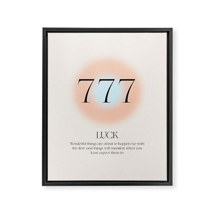 Angel Number 777 | Luck Framed Canvas Print Gallery Image 1