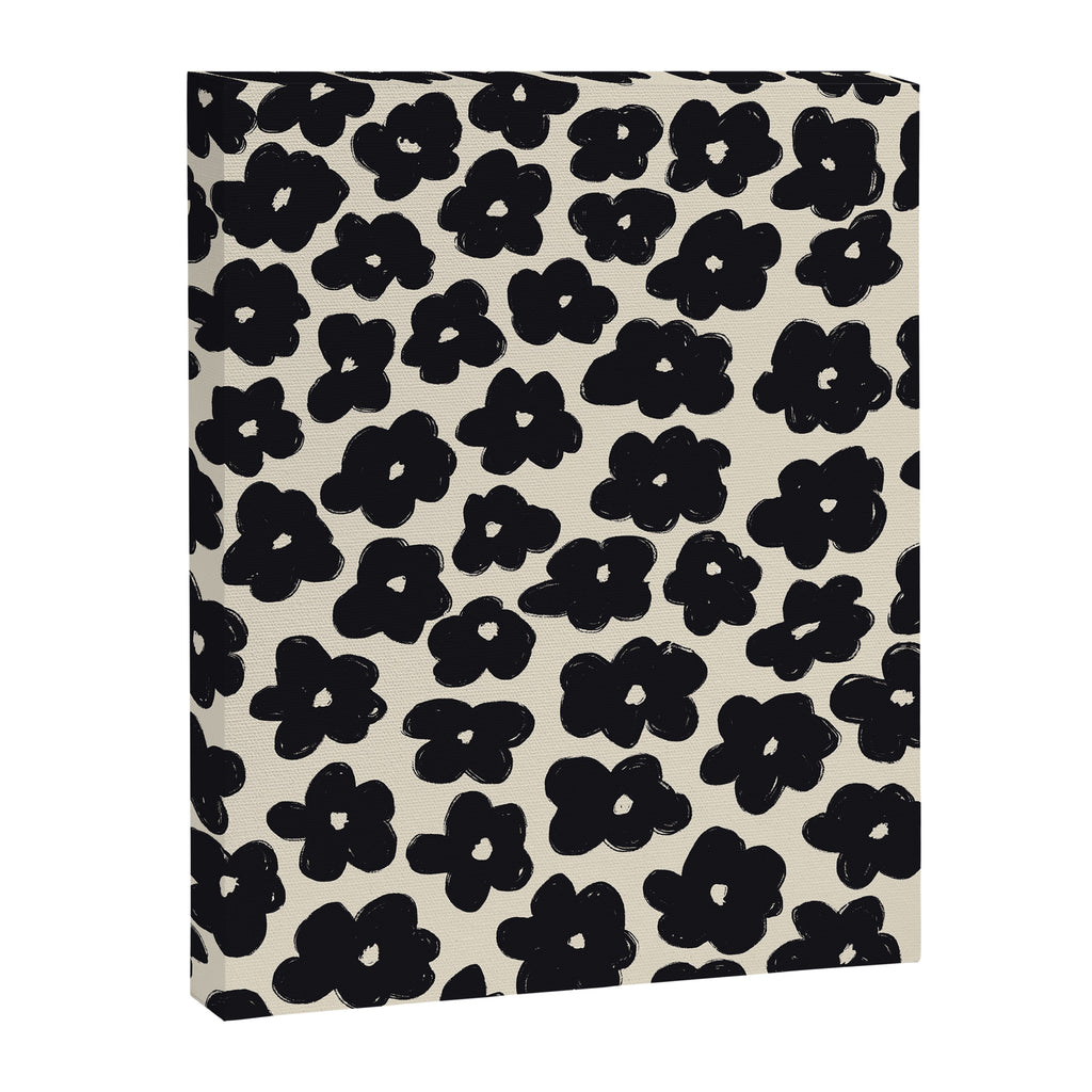 Daisies Pattern NO.1 | Black White Canvas Print Gallery Image 6