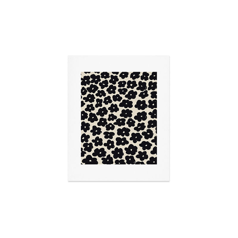 Daisies Pattern NO.1 | Black White Art Print Gallery Image 1