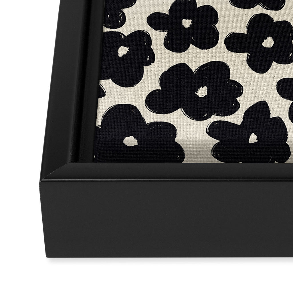 Daisies Pattern NO.1 | Black White Framed Canvas Print Gallery Image 3