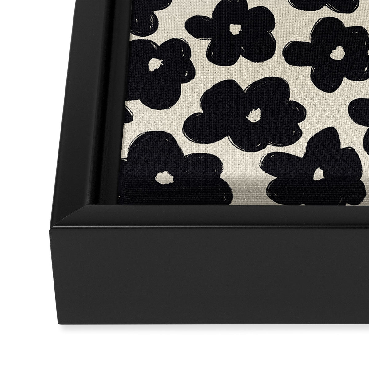 Daisies Pattern NO.1 | Black White Framed Canvas Print Gallery Image 3