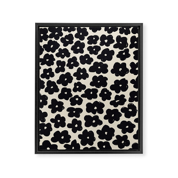 Daisies Pattern NO.1 | Black White Framed Canvas Print Gallery Image 1