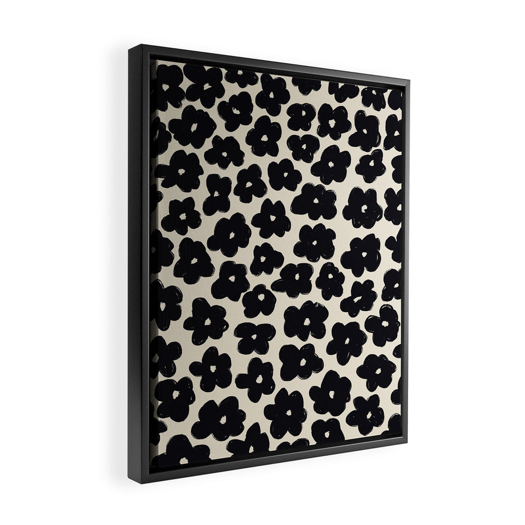 Daisies Pattern NO.1 | Black White Framed Canvas Print Gallery Image 2