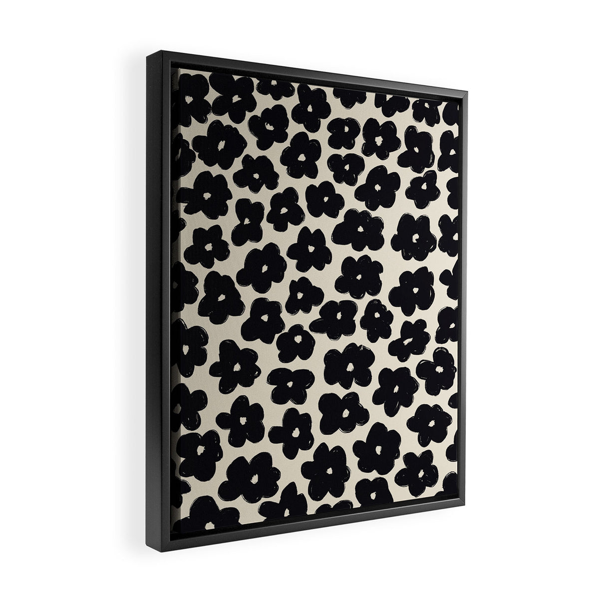Daisies Pattern NO.1 | Black White Framed Canvas Print Gallery Image 2