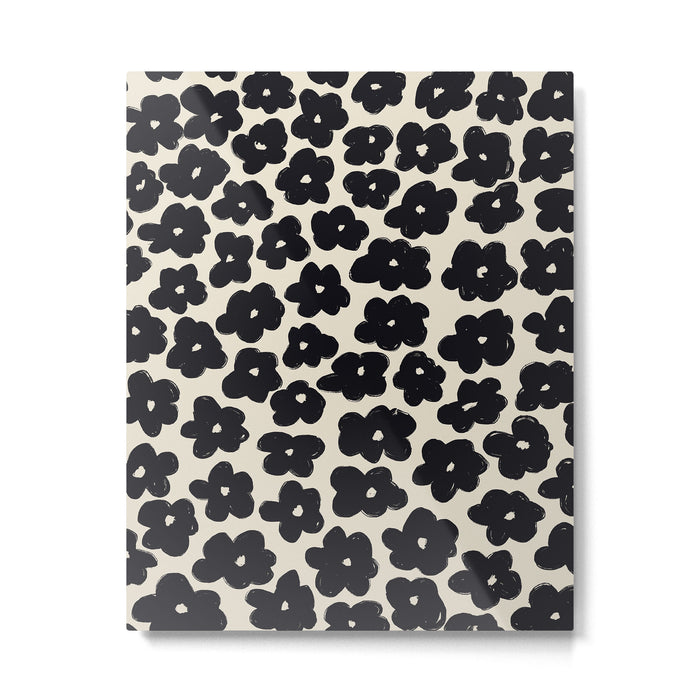 Daisies Pattern NO.1 | Black White Metal Print Gallery Image 1