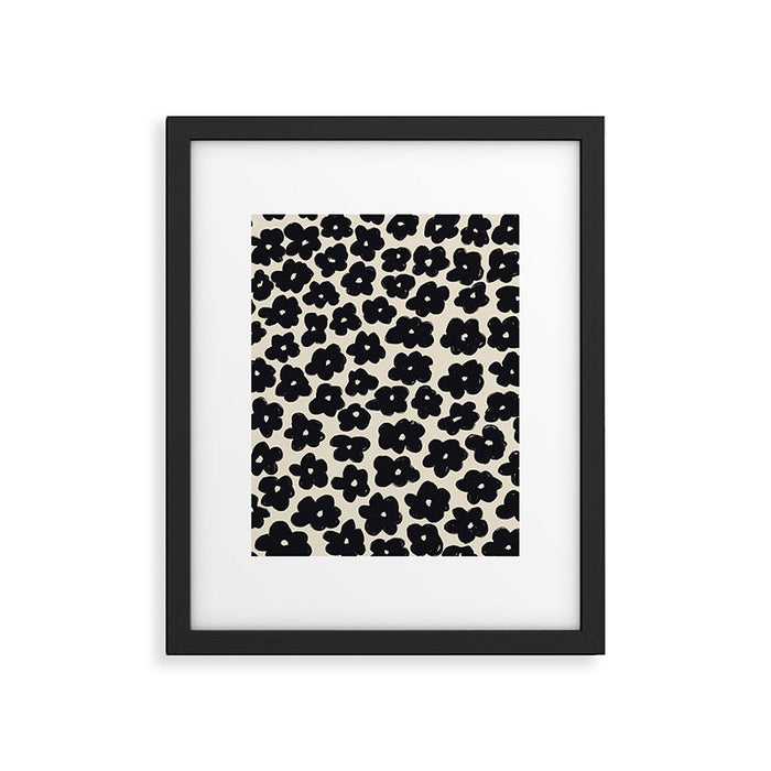 Daisies Pattern NO.1 | Black White Framed Art Print Gallery Image 1