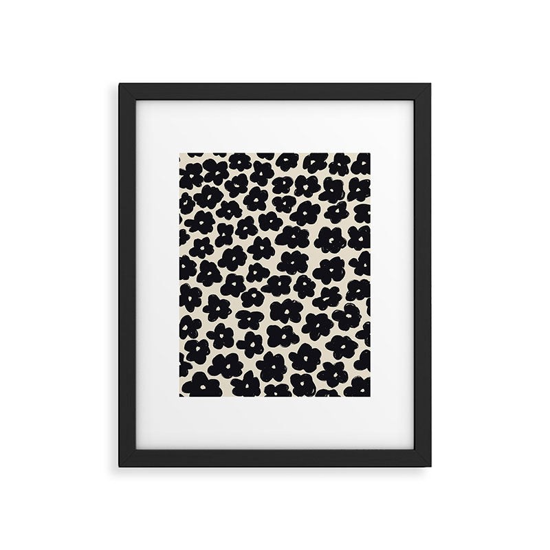 Daisies Pattern NO.1 | Black White Framed Art Print Gallery Image 5