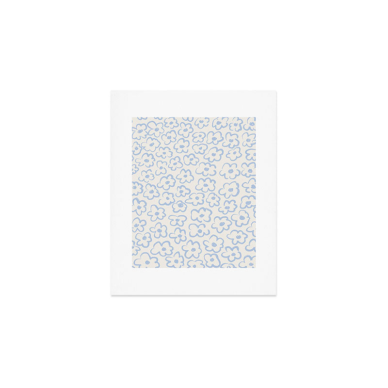 Daisies Pattern NO.2 | Blue Art Print Gallery Image 1
