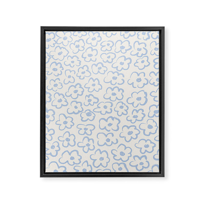 Daisies Pattern NO.2 | Blue Framed Canvas Print Gallery Image 1