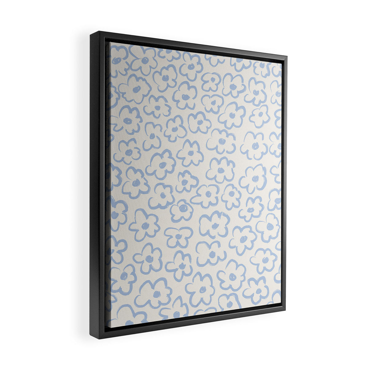 Daisies Pattern NO.2 | Blue Framed Canvas Print Gallery Image 2