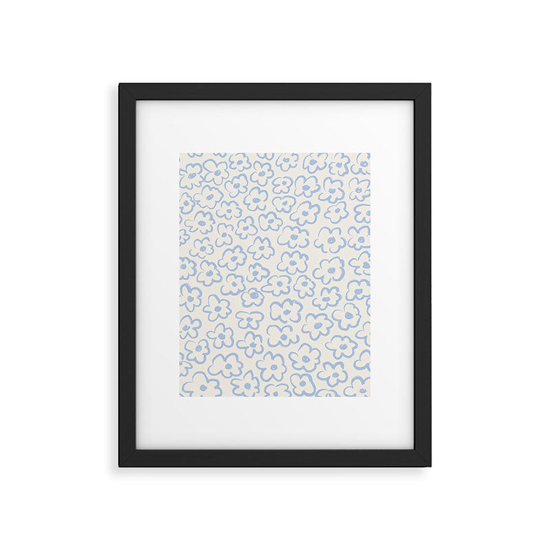 Daisies Pattern NO.2 | Blue Framed Art Print Gallery Image 5