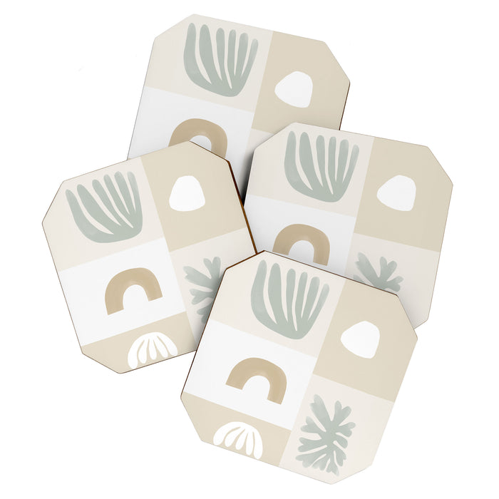 Modern Corals | Sage Green Coaster Gallery Image 1