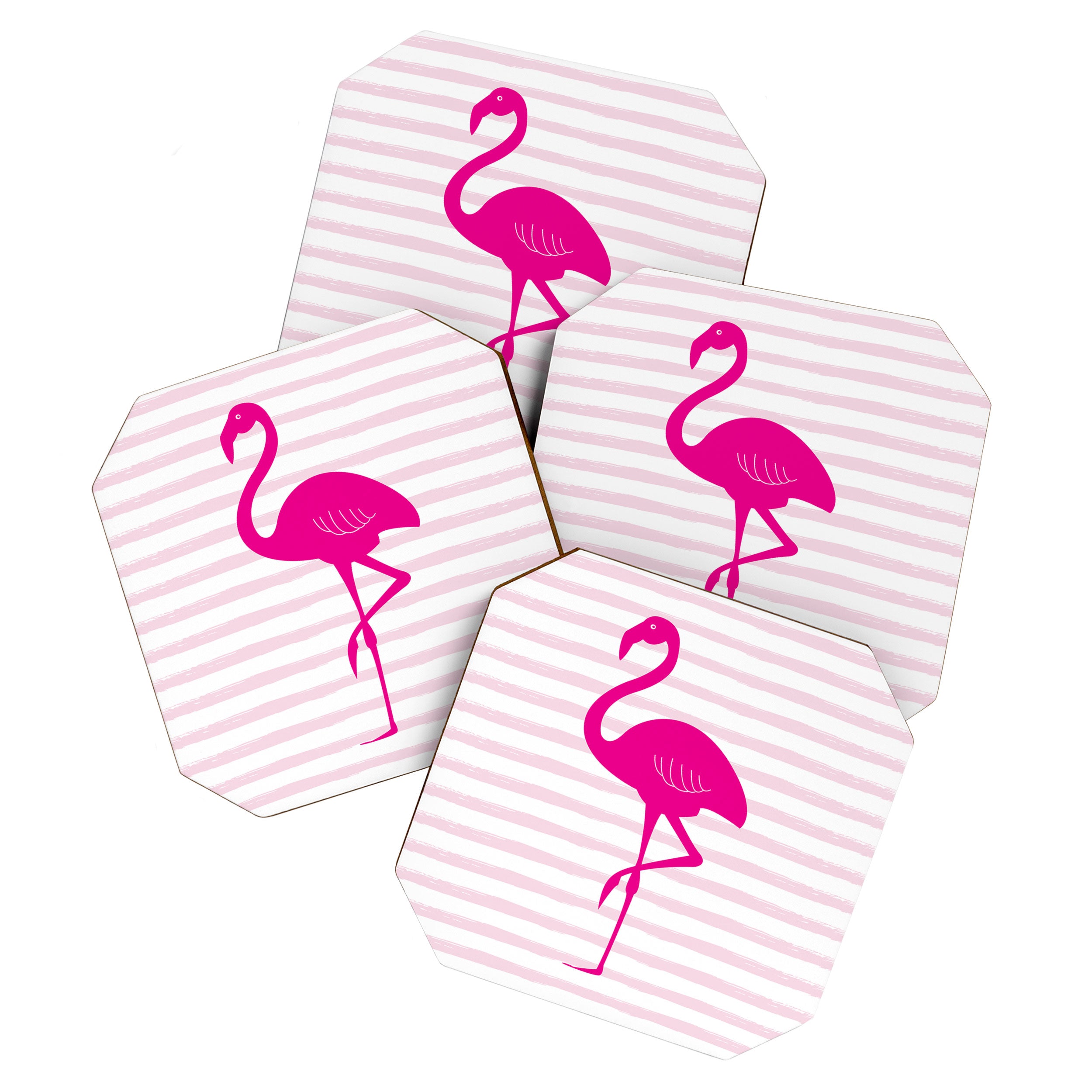 Flamingo & Stripes - Blush Hot Pink Coaster Gallery Image 1