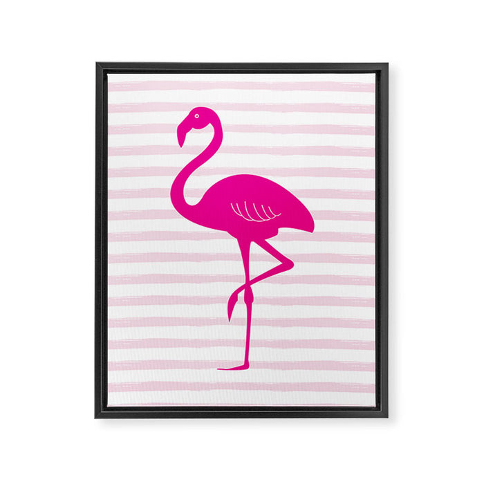 Flamingo & Stripes - Blush Hot Pink Framed Canvas Print Gallery Image 1