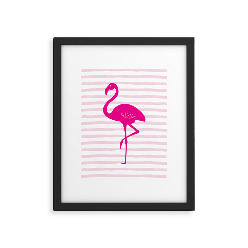 Flamingo & Stripes - Blush Hot Pink Framed Art Print Gallery Image 6