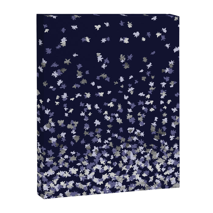 Floating Confetti - Navy Blue and Silver Canvas Print Gallery Image 1