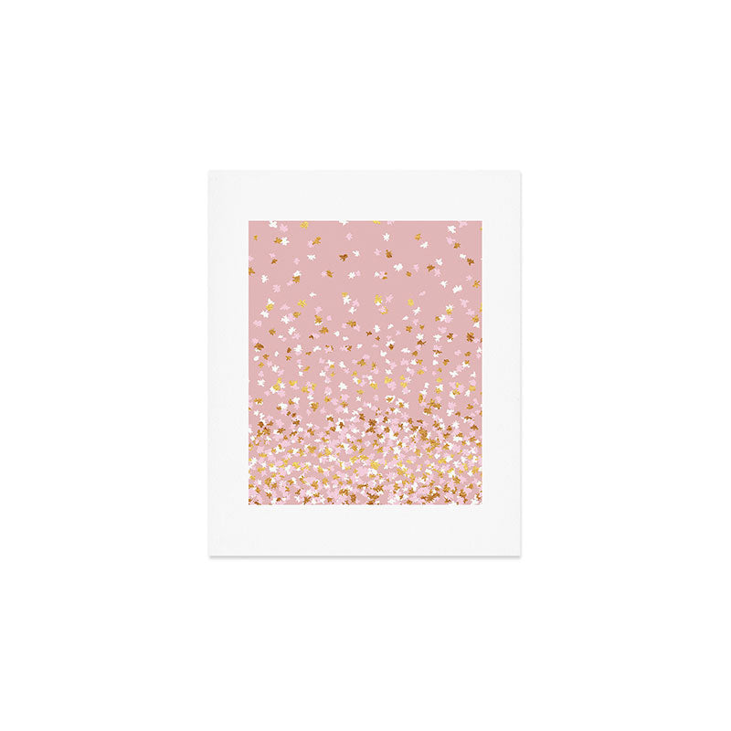 Floating Confetti - Pink Blush and Gold Art Print Gallery Image 1