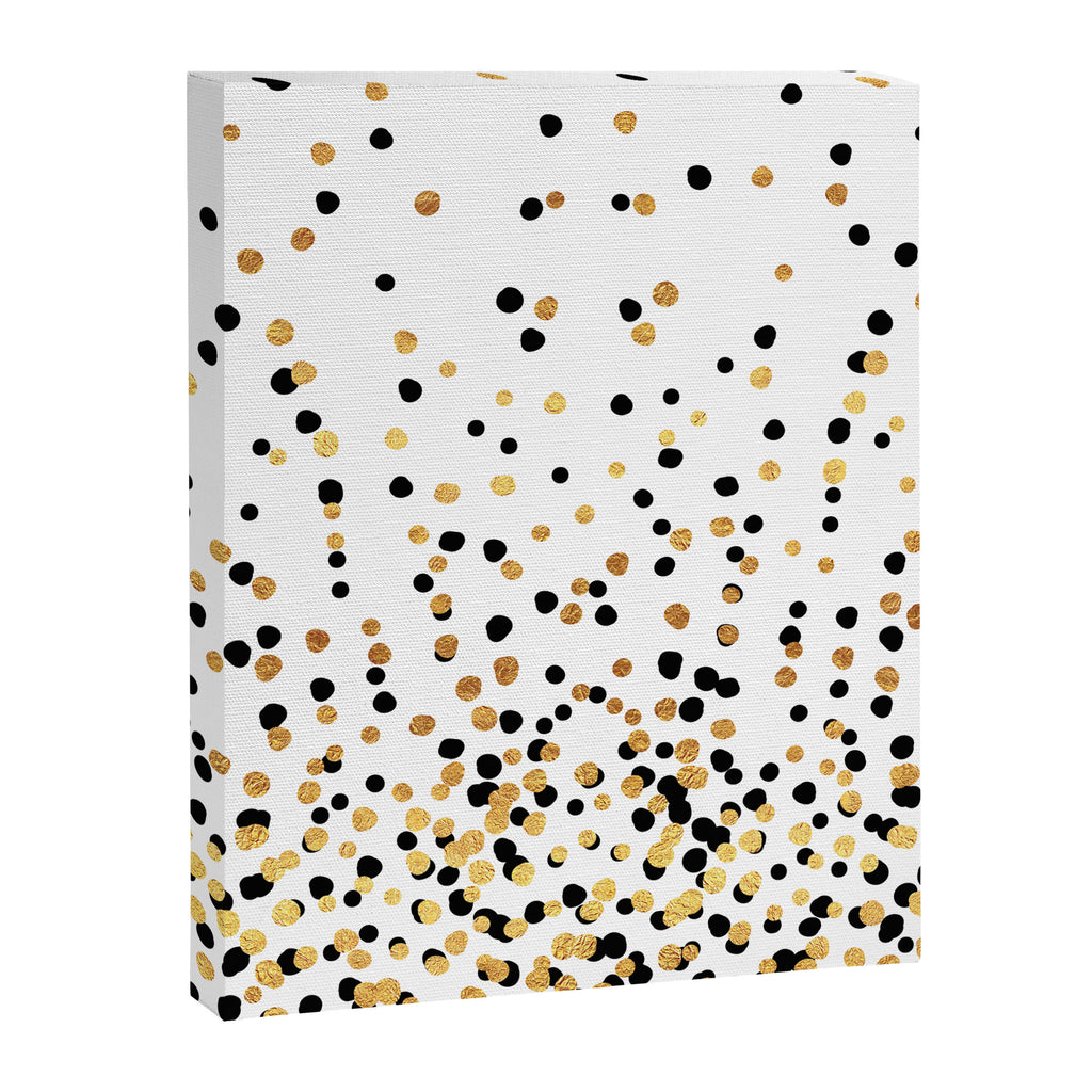 Floating Dots - Black and Gold on White Canvas Print Gallery Image 8