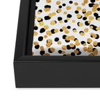 Floating Dots - Black and Gold on White Framed Canvas Print Gallery Image 3