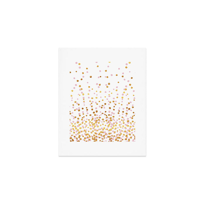 Floating Dots - Pink and Gold on White Art Print Gallery Image 1