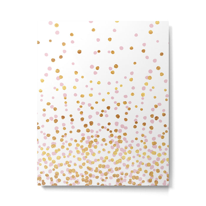Floating Dots - Pink and Gold on White Metal Print Gallery Image 1
