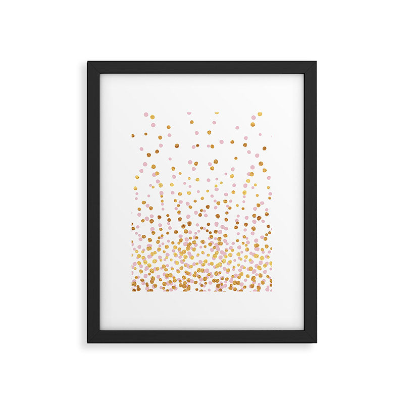 Floating Dots - Pink and Gold on White Framed Art Print Gallery Image 6
