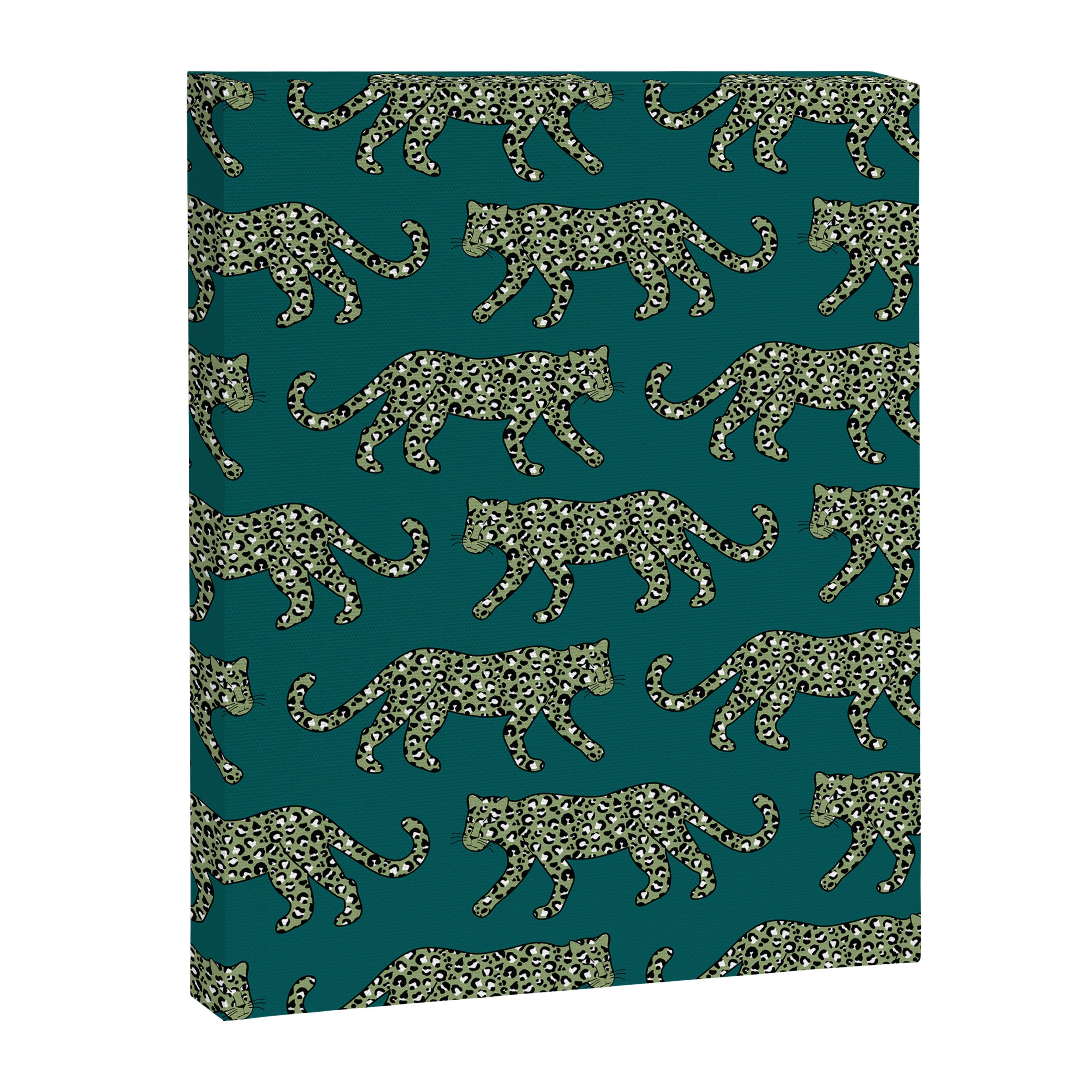 Kitty Parade - Olive on Dark Teal Canvas Print Gallery Image 8