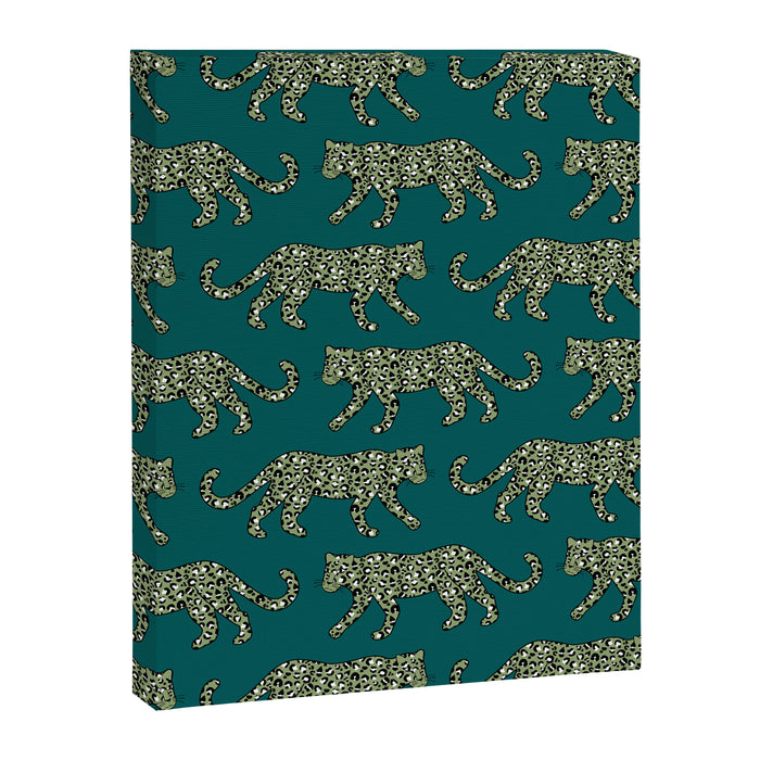 Kitty Parade - Olive on Dark Teal Canvas Print Gallery Image 1