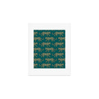 Kitty Parade - Olive on Dark Teal Art Print Gallery Image 1