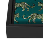 Kitty Parade - Olive on Dark Teal Framed Canvas Print Gallery Image 3