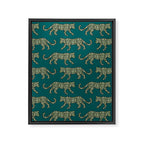 Kitty Parade - Olive on Dark Teal Framed Canvas Print Gallery Image 8