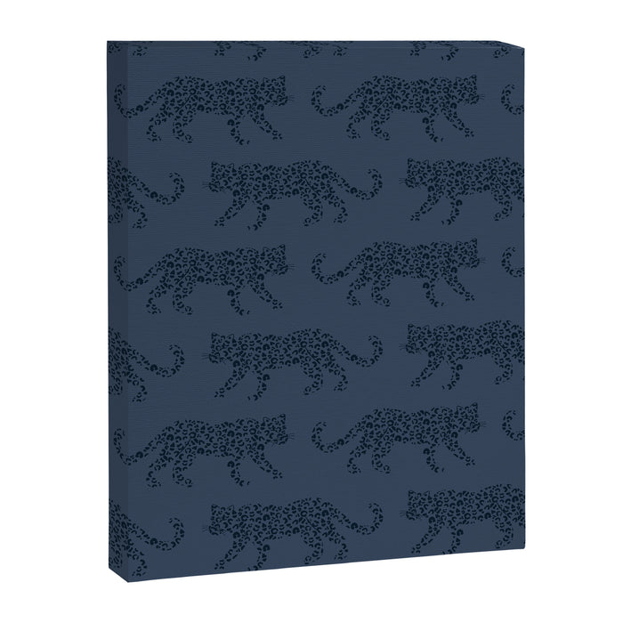 Leopard Parade - Dark Navy on Denim Blue Canvas Print Gallery Image 1
