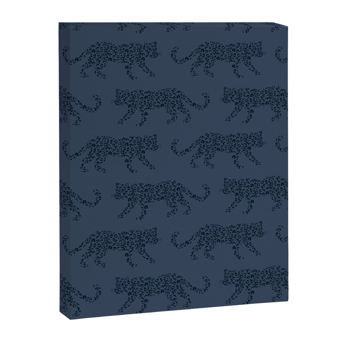 Leopard Parade - Dark Navy on Denim Blue Canvas Print Gallery Image 8