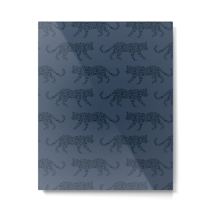 Leopard Parade - Dark Navy on Denim Blue Metal Print Gallery Image 1