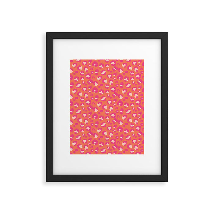Leopard Print - Coral and Pink Framed Art Print Gallery Image 1