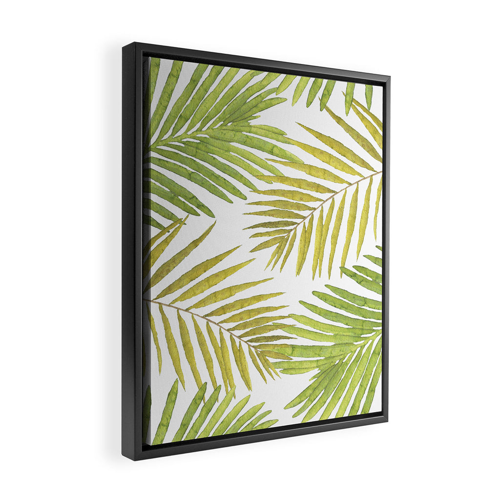 Palms on White Framed Canvas Print Gallery Image 2
