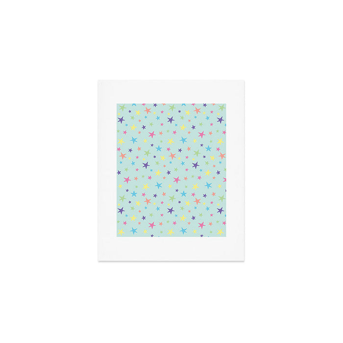 Rainbow Stars on Mint Art Print Gallery Image 1