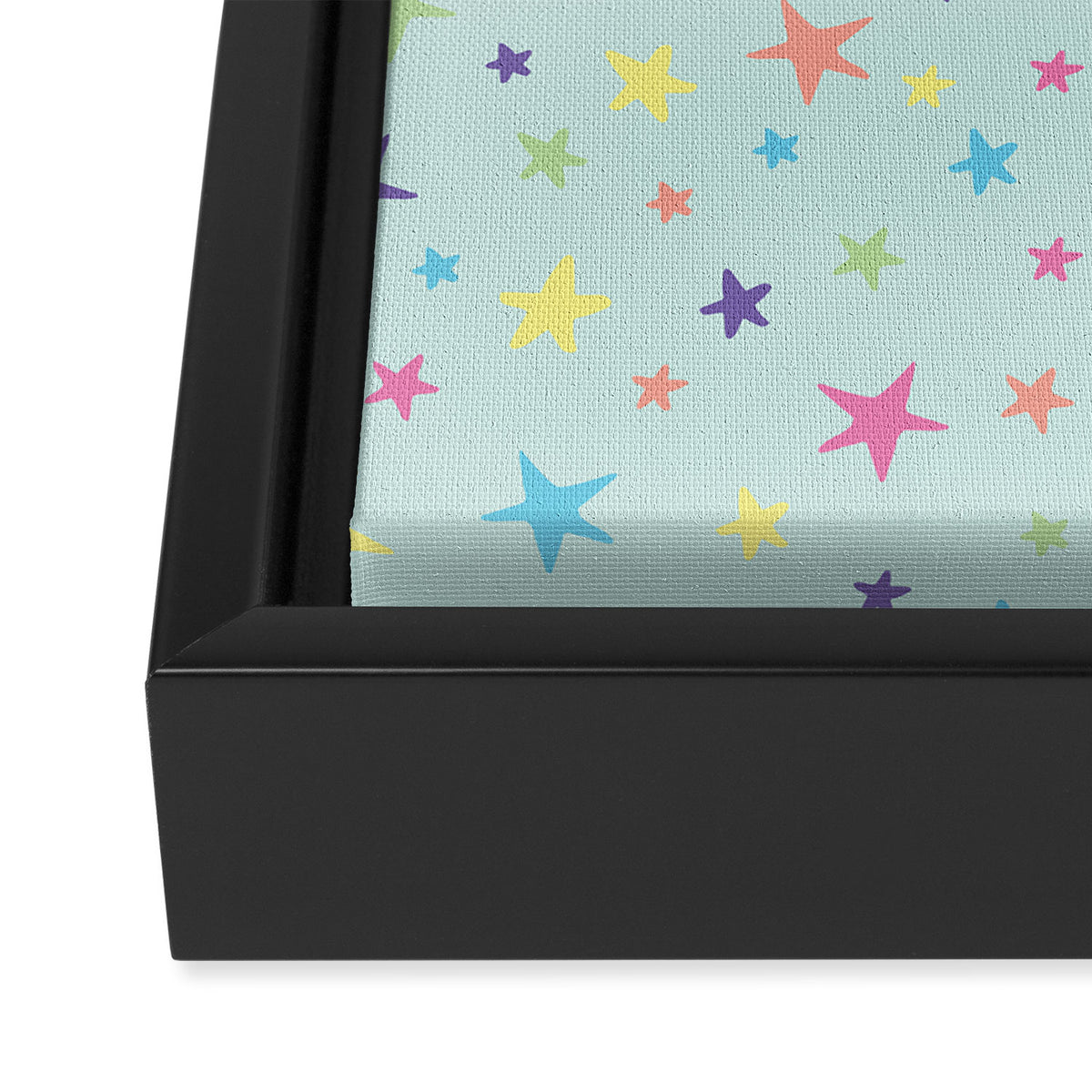 Rainbow Stars on Mint Framed Canvas Print Gallery Image 3