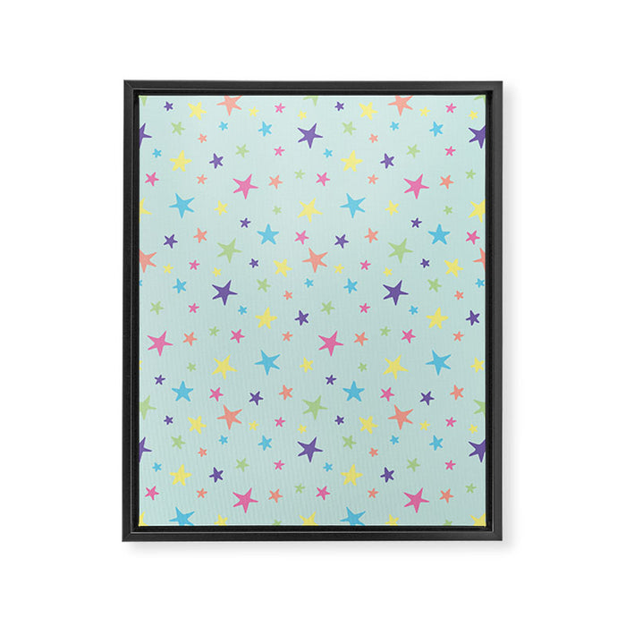 Rainbow Stars on Mint Framed Canvas Print Gallery Image 1