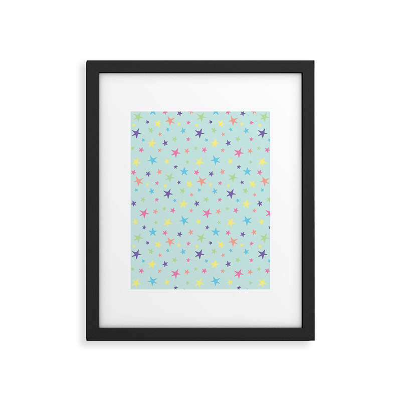 Rainbow Stars on Mint Framed Art Print Gallery Image 6