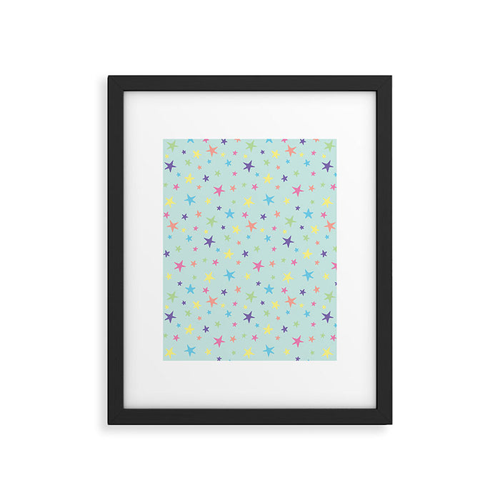 Rainbow Stars on Mint Framed Art Print Gallery Image 1