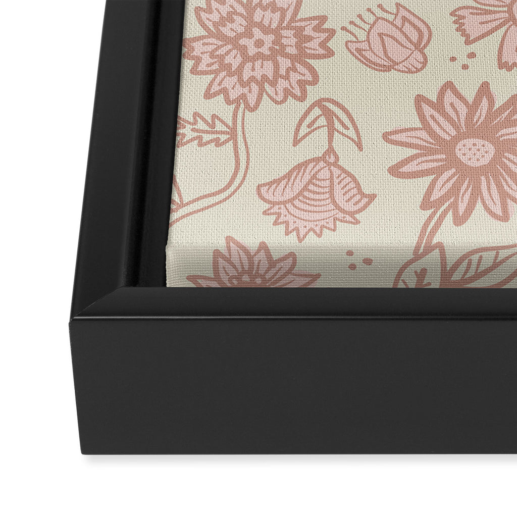 Sadie Sketch Floral Print - Pink, Blush, Beige Framed Canvas Print Gallery Image 3